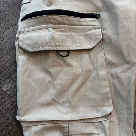 WXYZ Men's Size M Tan Beige Cargo Pants w Drawstring Straight Leg Elastic Waist - Picture 9 of 16